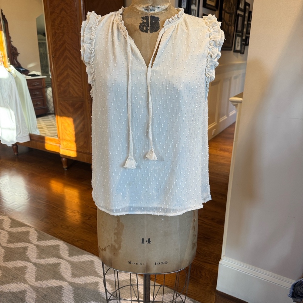 Greylin Ivory Textured Ruffle Blouse - Picture 5 of 8